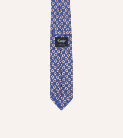 Drake’s Small Paisley Leaf Print Silk Self Tipped Tie