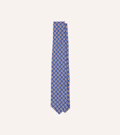 Drake’s Small Paisley Leaf Print Silk Self Tipped Tie
