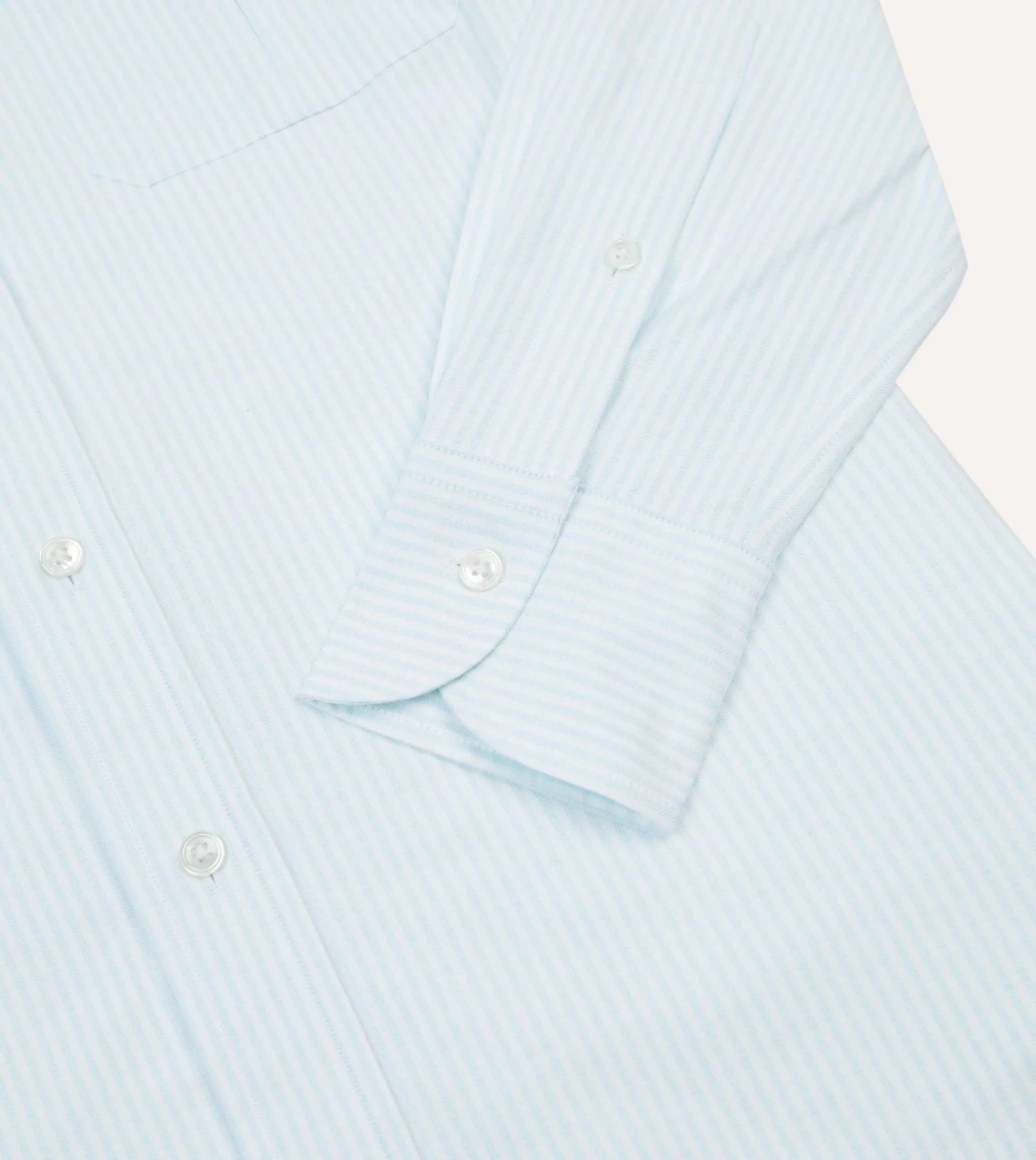Drake’s Ticking Stripe Cotton Oxford Cloth Pocket Button-Down Shirt