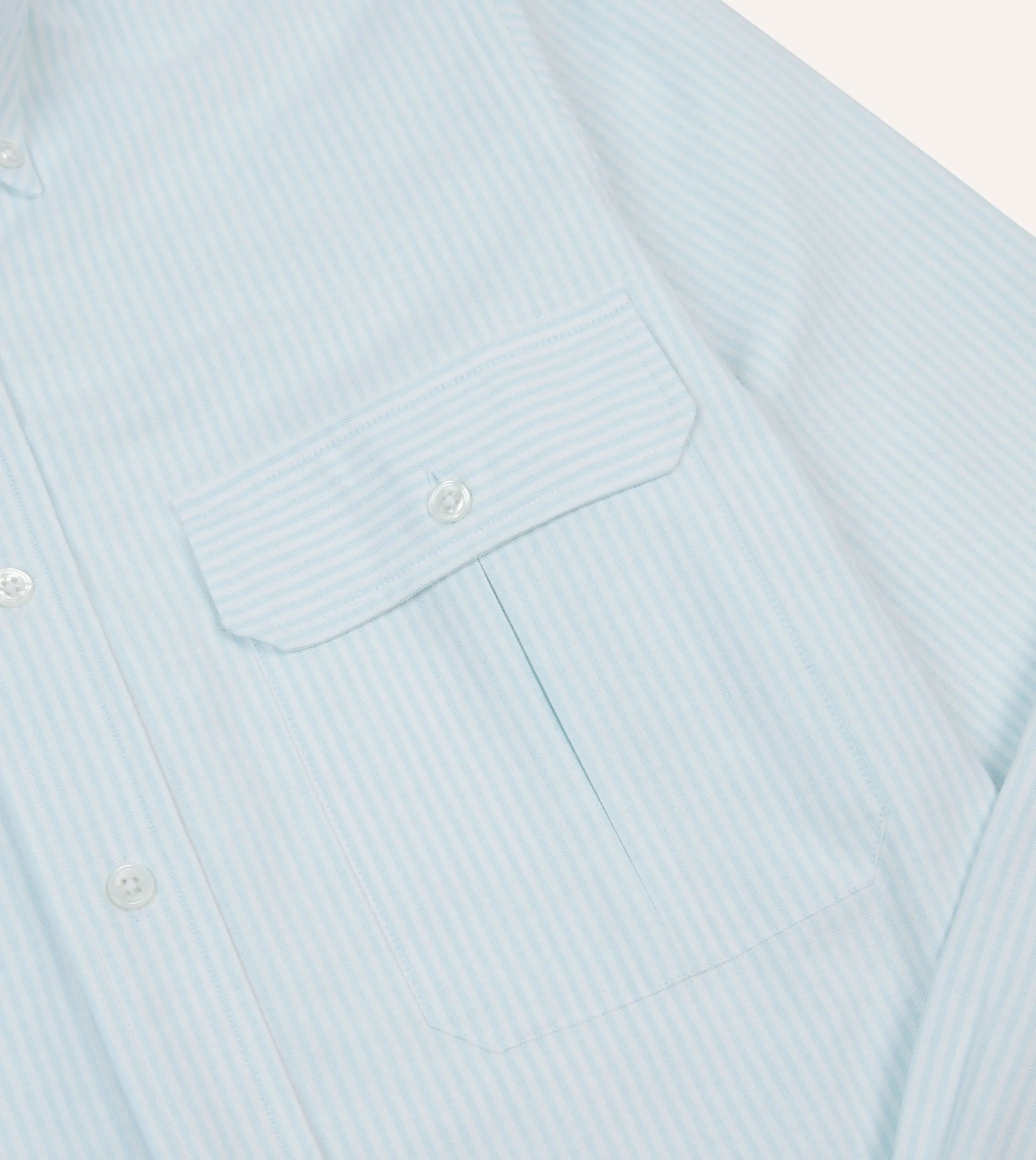 Drake’s Ticking Stripe Cotton Oxford Cloth Pocket Button-Down Shirt
