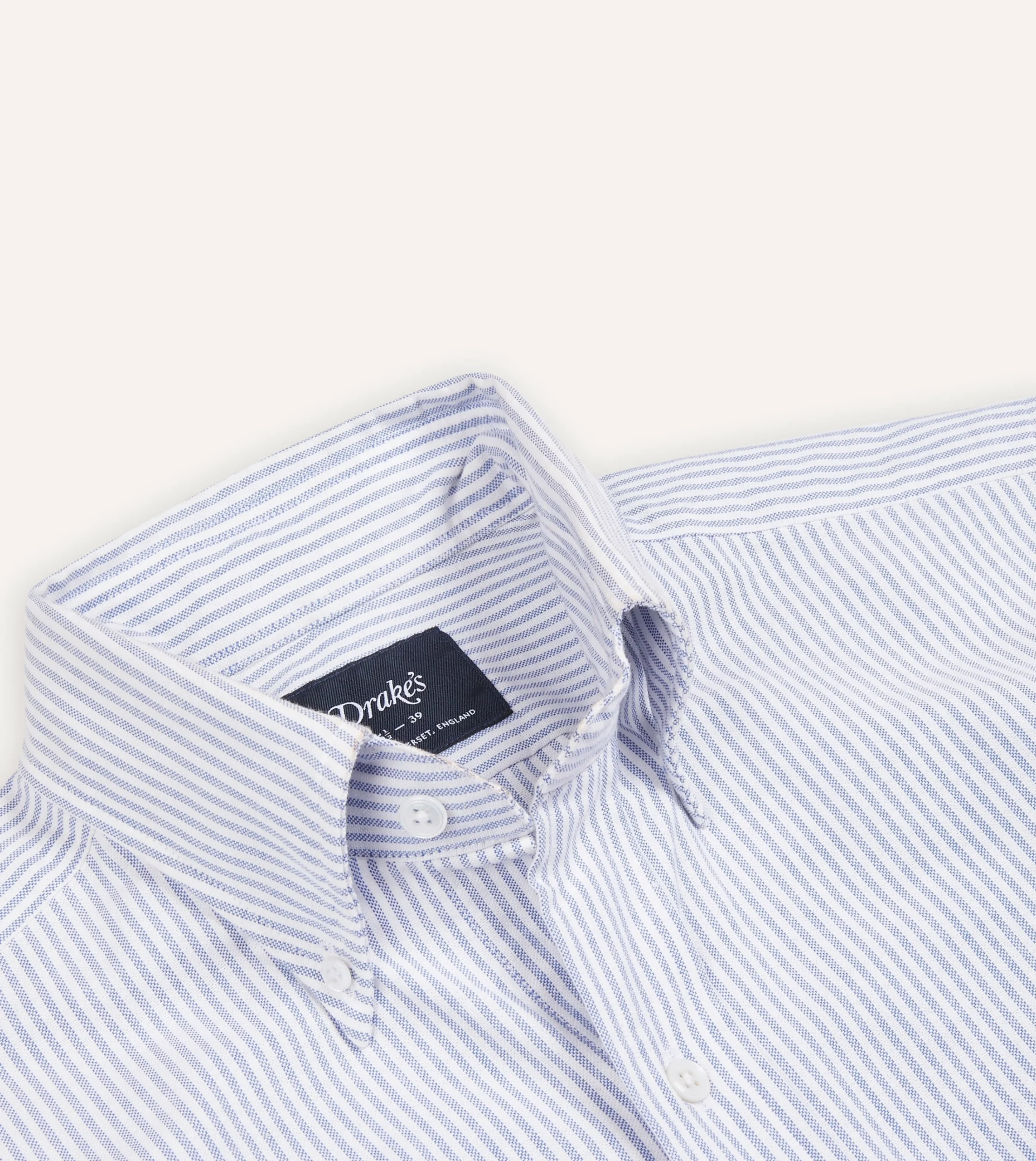 Drake’s Ticking Stripe Cotton Oxford Cloth Button-Down Shirt