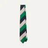 Drake’s Bright Green, Navy And White Stripe Tipped Repp Silk Tie