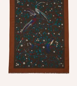 Drake’s Birds Of Paradise Print Wool Scarf