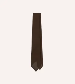 Drake’s Brown Fine Woven Grenadine Silk Hand Rolled Tie