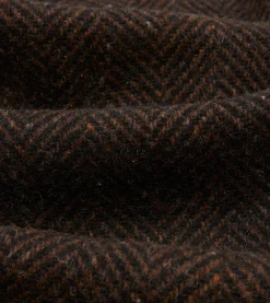 Drake’s Brown Herringbone Wool Raglan Coat