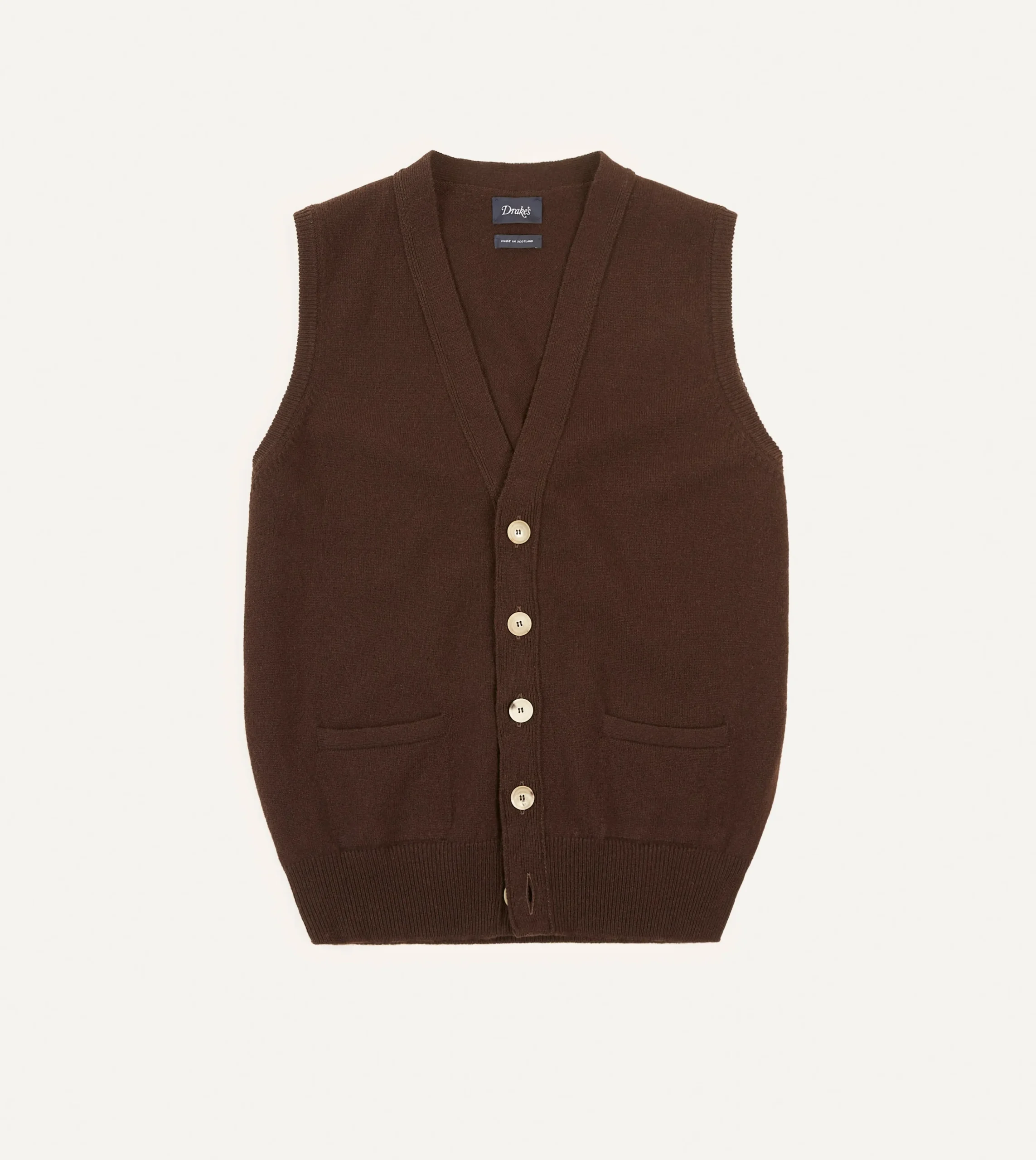 Drake’s Lambswool Sleeveless Cardigan
