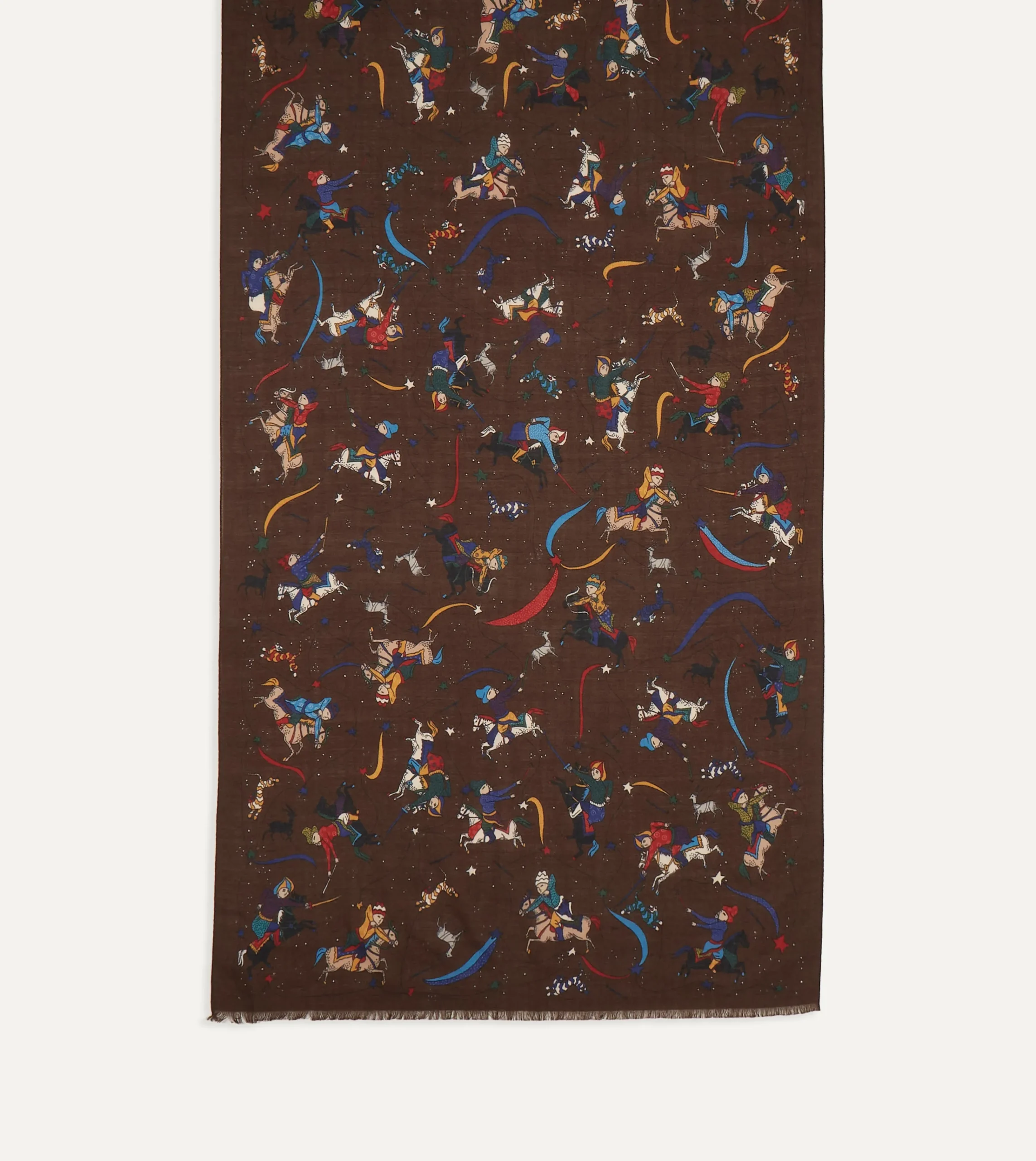 Drake’s Mughal And Stars Print Wool Scarf