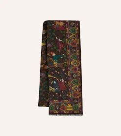 Drake’s Mughal Hunter Print Wool-Silk Scarf