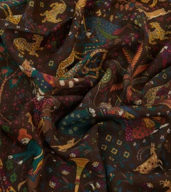 Drake’s Mughal Hunter Print Wool-Silk Scarf