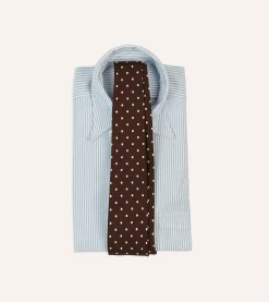 Drake’s Brown Polka Dot Silk Self-Tipped Tie