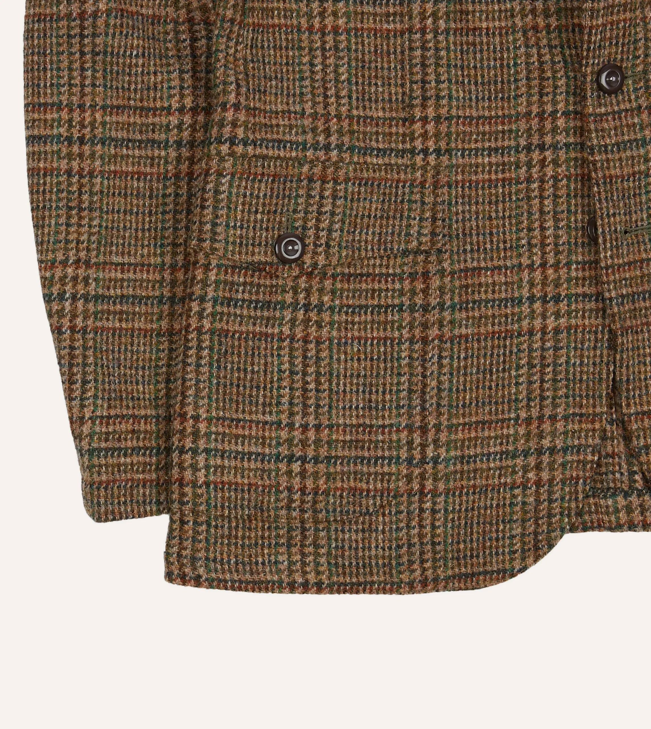 Drake’s Brown Prince Of Wales Check Harris Tweed Games Blazer Mk. VII