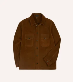 Drake’s Brown Roughout Suede Overshirt
