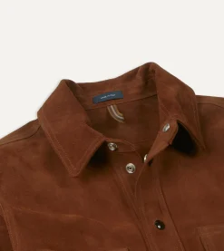 Drake’s Brown Roughout Suede Overshirt