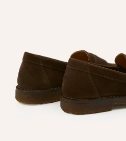 Drake’s Suede Canal Penny Loafer With Crepe Sole