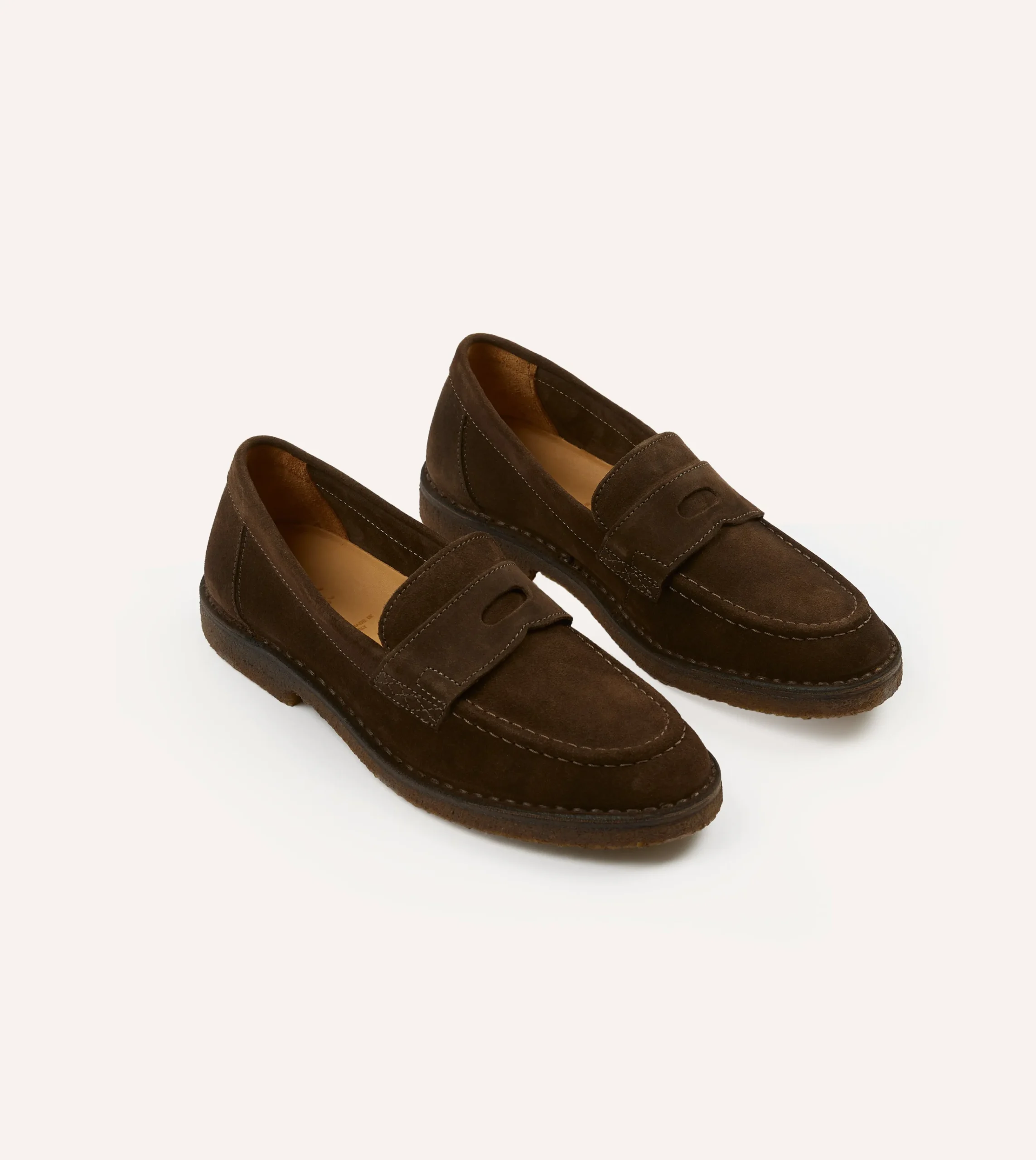 Drake’s Suede Canal Penny Loafer With Crepe Sole
