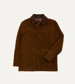 Drake’s Brown Suede Car Coat With Blanket Lining
