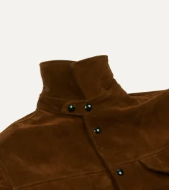 Drake’s Brown Suede Car Coat With Blanket Lining