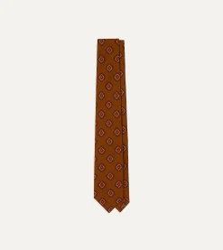 Drake’s Brown Tile Print 36oz Madder Silk Self Tipped Tie