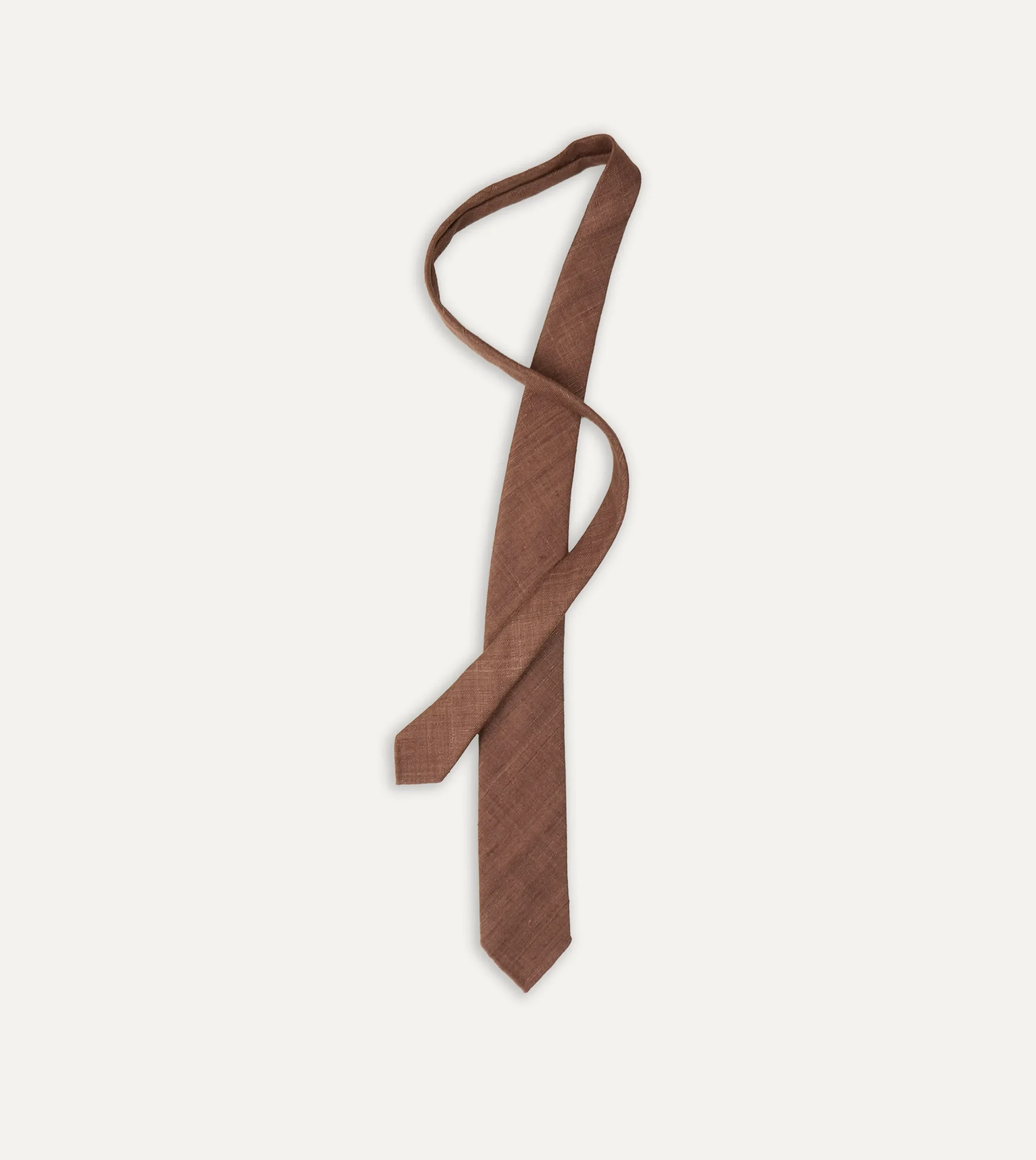 Drake’s Brown Tussah Hand Rolled Silk Tie
