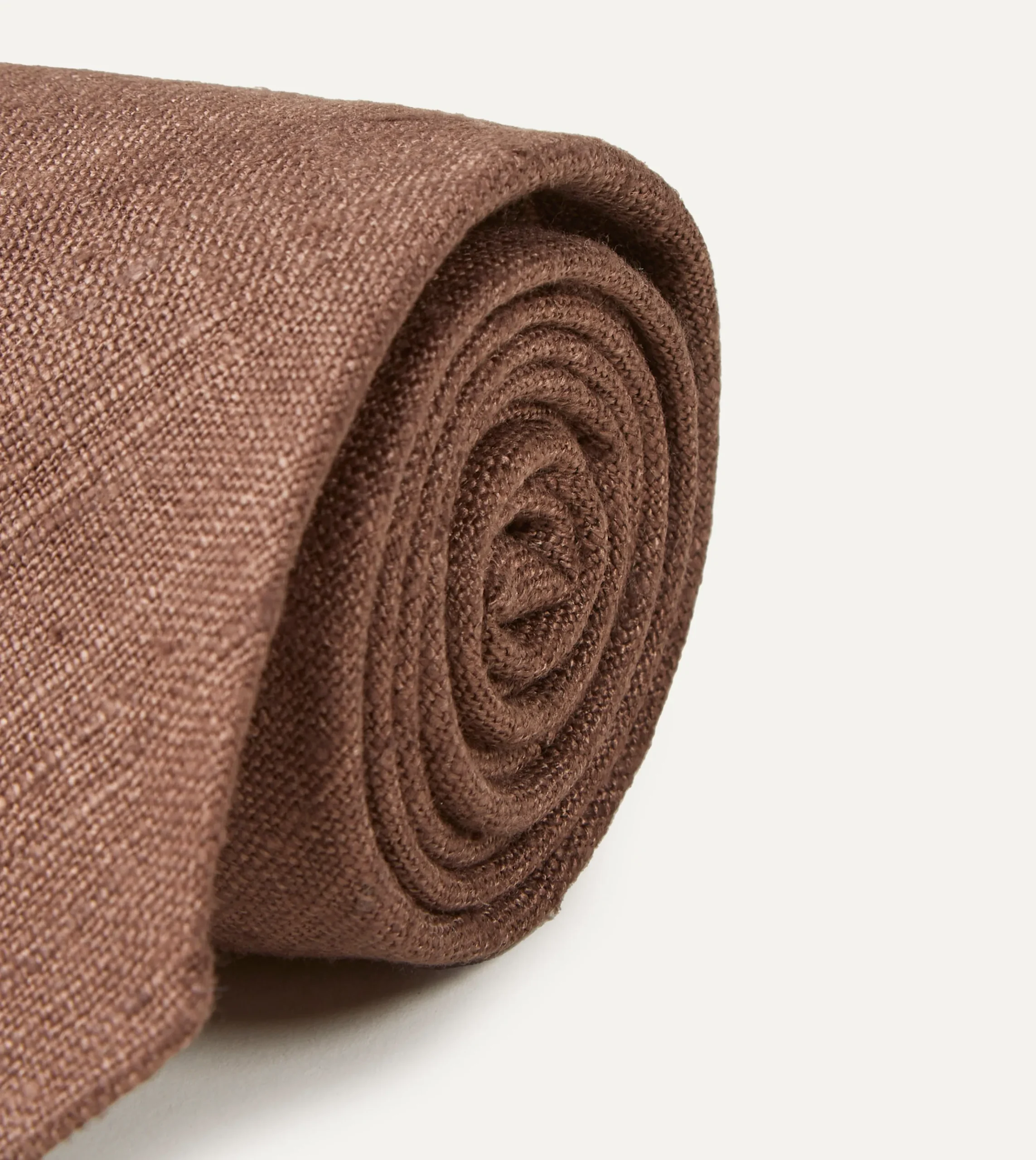 Drake’s Brown Tussah Hand Rolled Silk Tie
