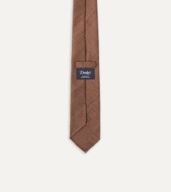 Drake’s Brown Tussah Hand Rolled Silk Tie