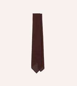 Drake’s Burgundy Fine Woven Grenadine Silk Hand Rolled Tie