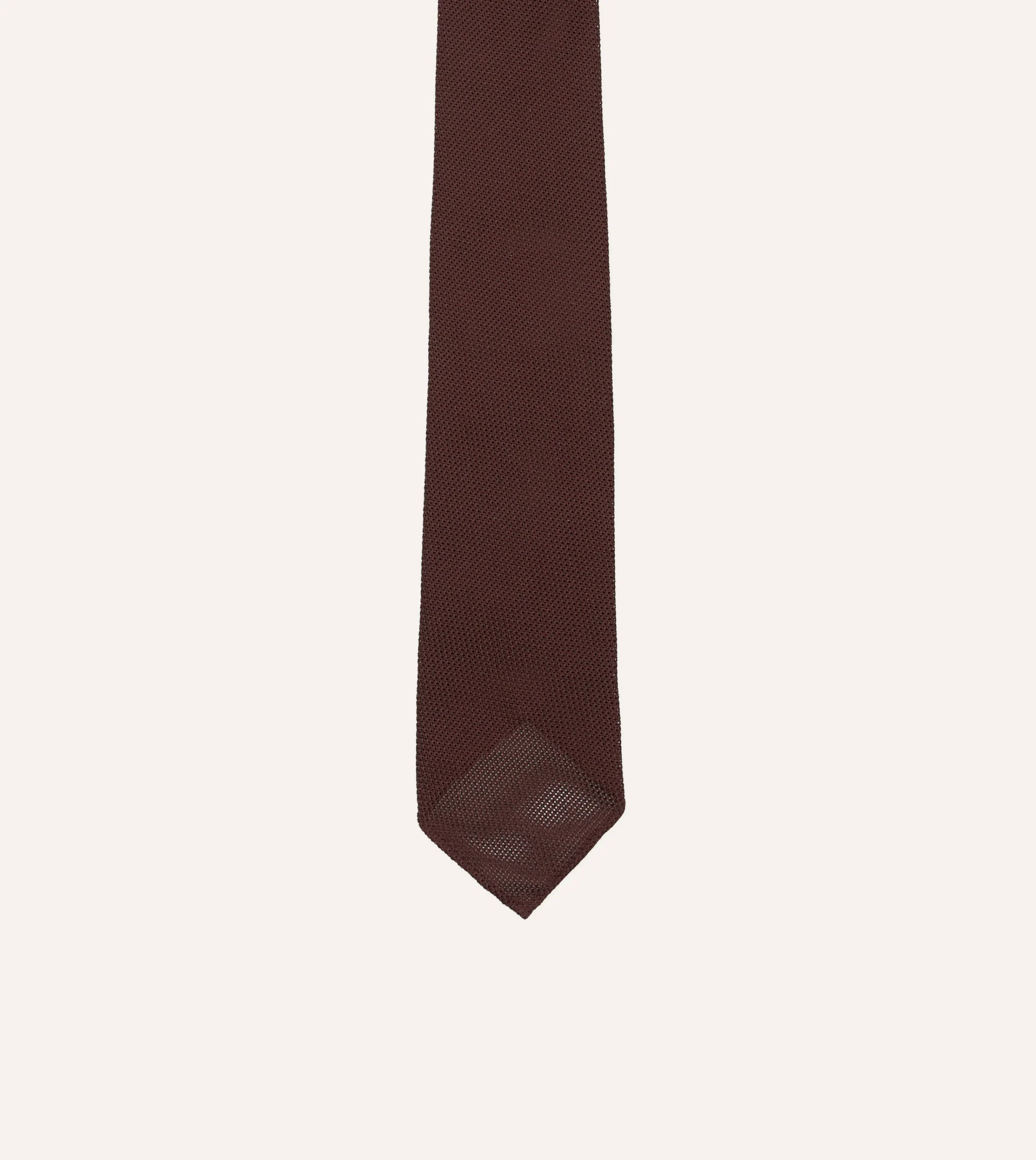 Drake’s Burgundy Fine Woven Grenadine Silk Hand Rolled Tie
