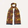 Drake’s Burgundy Jumbo Tiger Print Wool-Silk Scarf