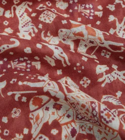 Drake’s Burgundy Mughal Elephants Print Wool-Silk Scarf