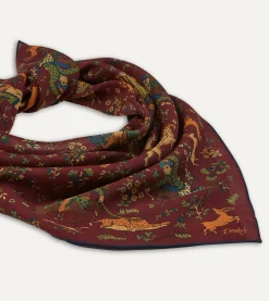 Drake’s Burgundy Mughal Print Wool-Silk Square Scarf