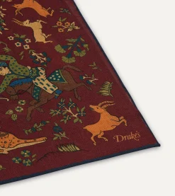 Drake’s Burgundy Mughal Print Wool-Silk Square Scarf
