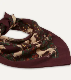 Drake’s Burgundy Unicorn Print Wool-Silk Square Scarf