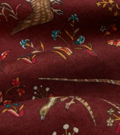 Drake’s Burgundy Unicorn Print Wool-Silk Scarf