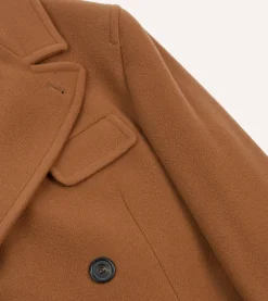 Drake’s Camel Double-Breasted Cashmere-Wool Overcoat