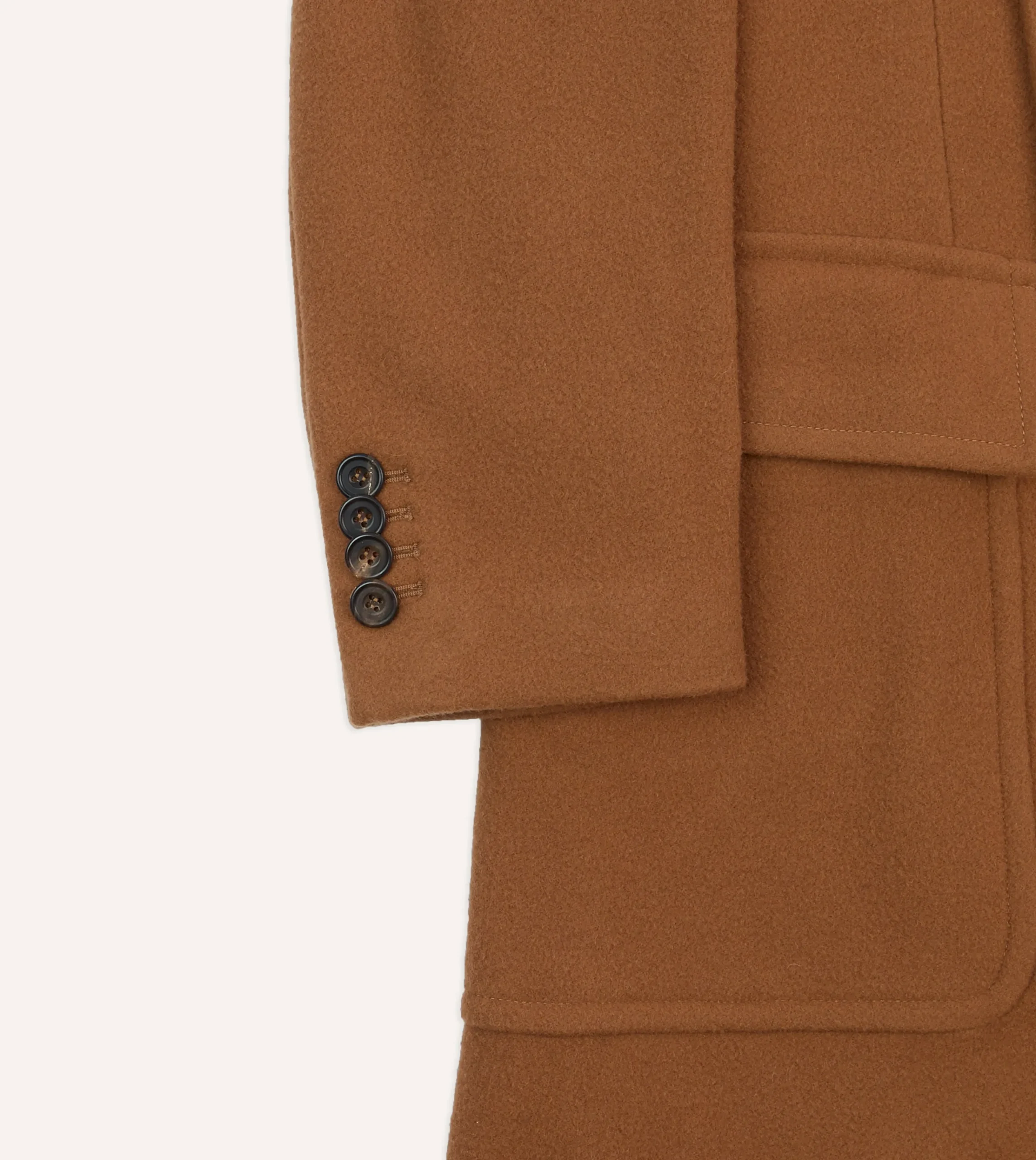 Drake’s Camel Double-Breasted Cashmere-Wool Overcoat