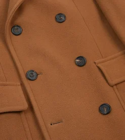 Drake’s Camel Double-Breasted Cashmere-Wool Overcoat