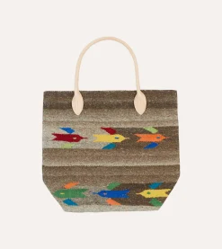 Drake’s Chamula Brown Wool Hummingbird Blanket Tote