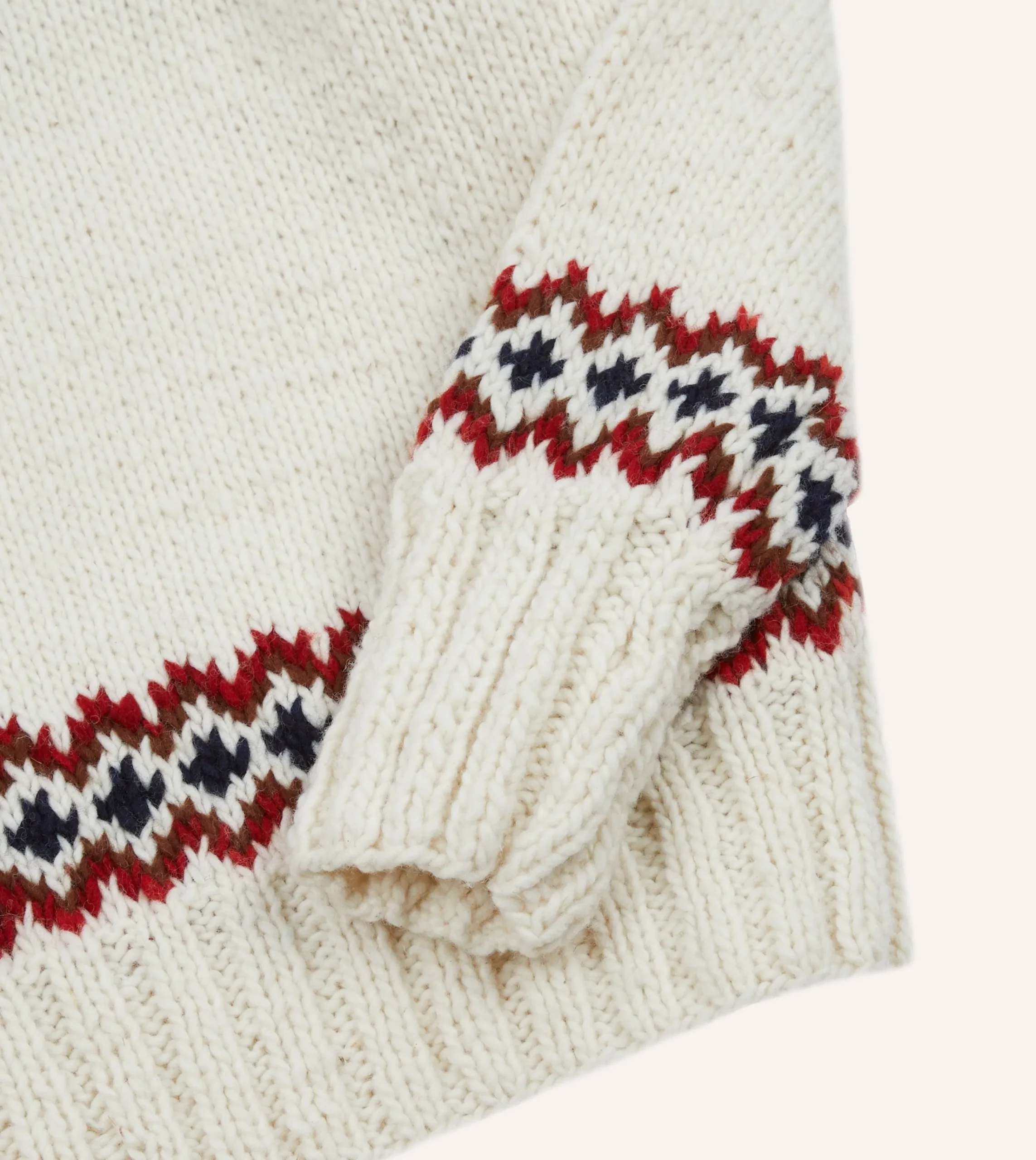 Drake’s Chamula For Drake's Ecru And Red Fairisle Merino Jumper