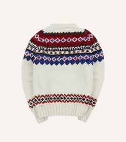 Drake’s Chamula For Drake's Ecru And Red Fairisle Merino Jumper