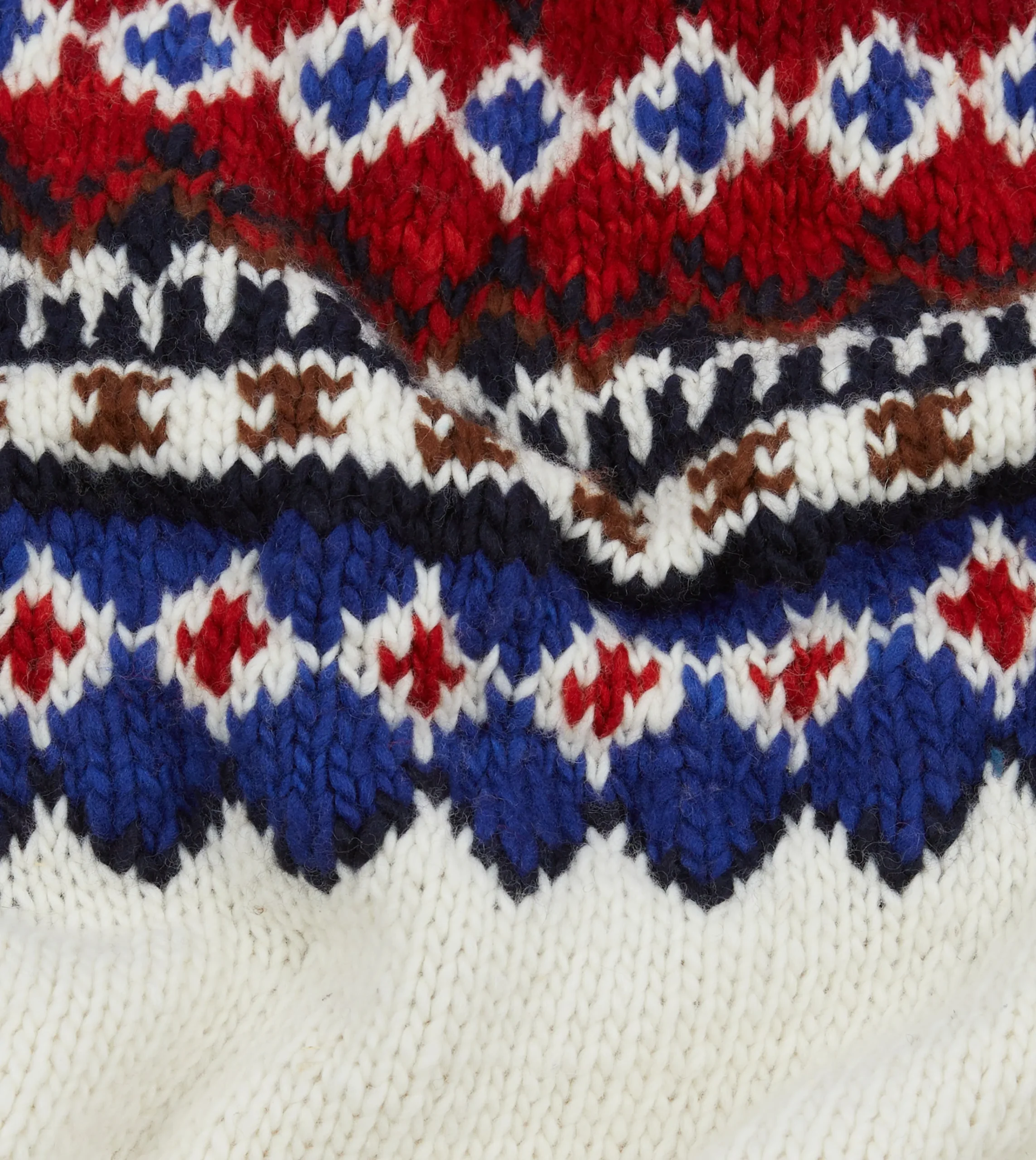 Drake’s Chamula For Drake's Ecru And Red Fairisle Merino Jumper