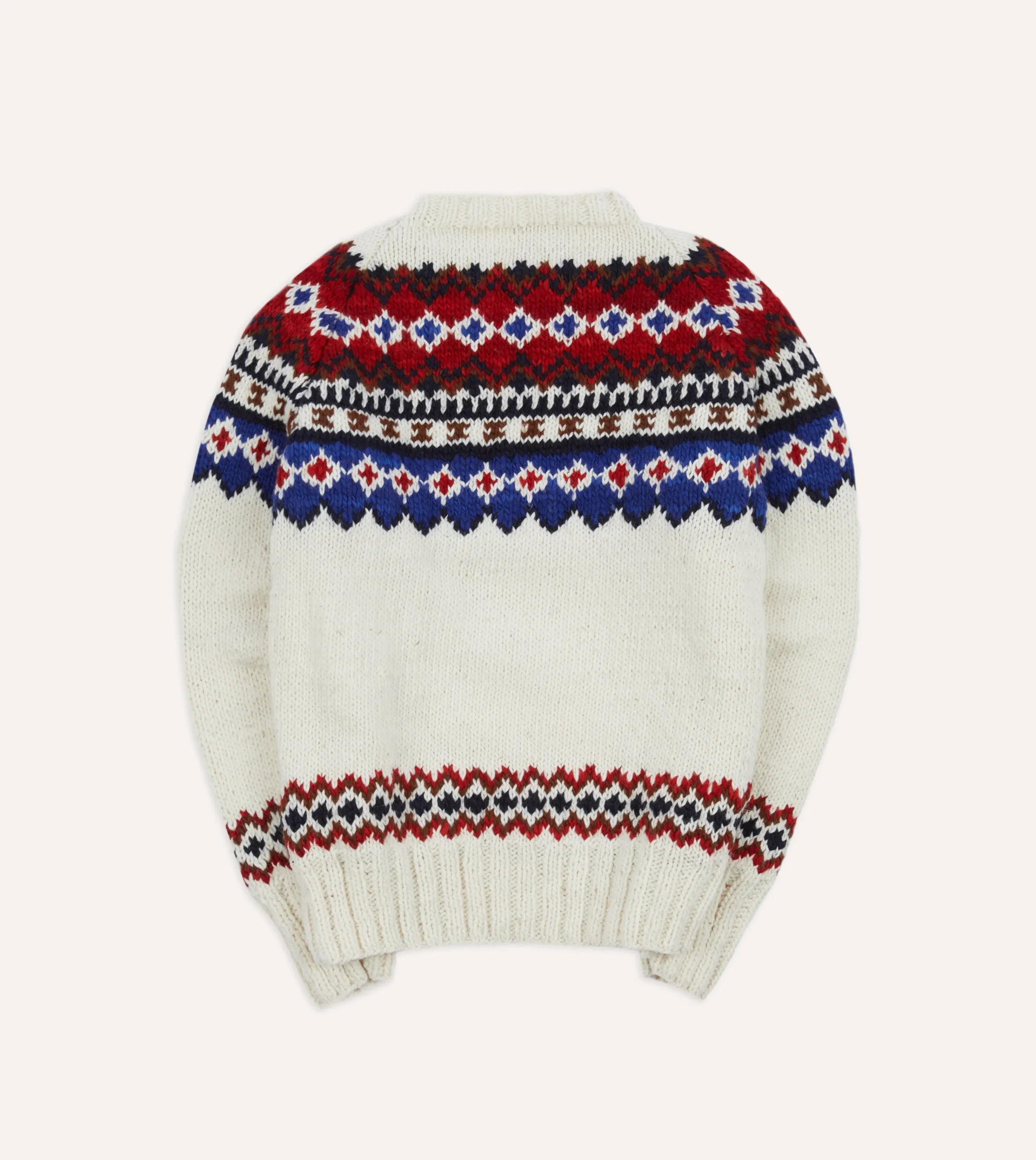 Drake’s Chamula For Drake's Ecru And Red Fairisle Merino Jumper