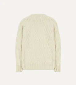 Drake’s Chamula For Drake's Ecru Cable Knit Merino Jumper