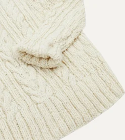 Drake’s Chamula For Drake's Ecru Cable Knit Merino Jumper