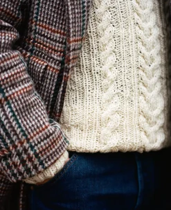 Drake’s Chamula For Drake's Ecru Cable Knit Merino Jumper