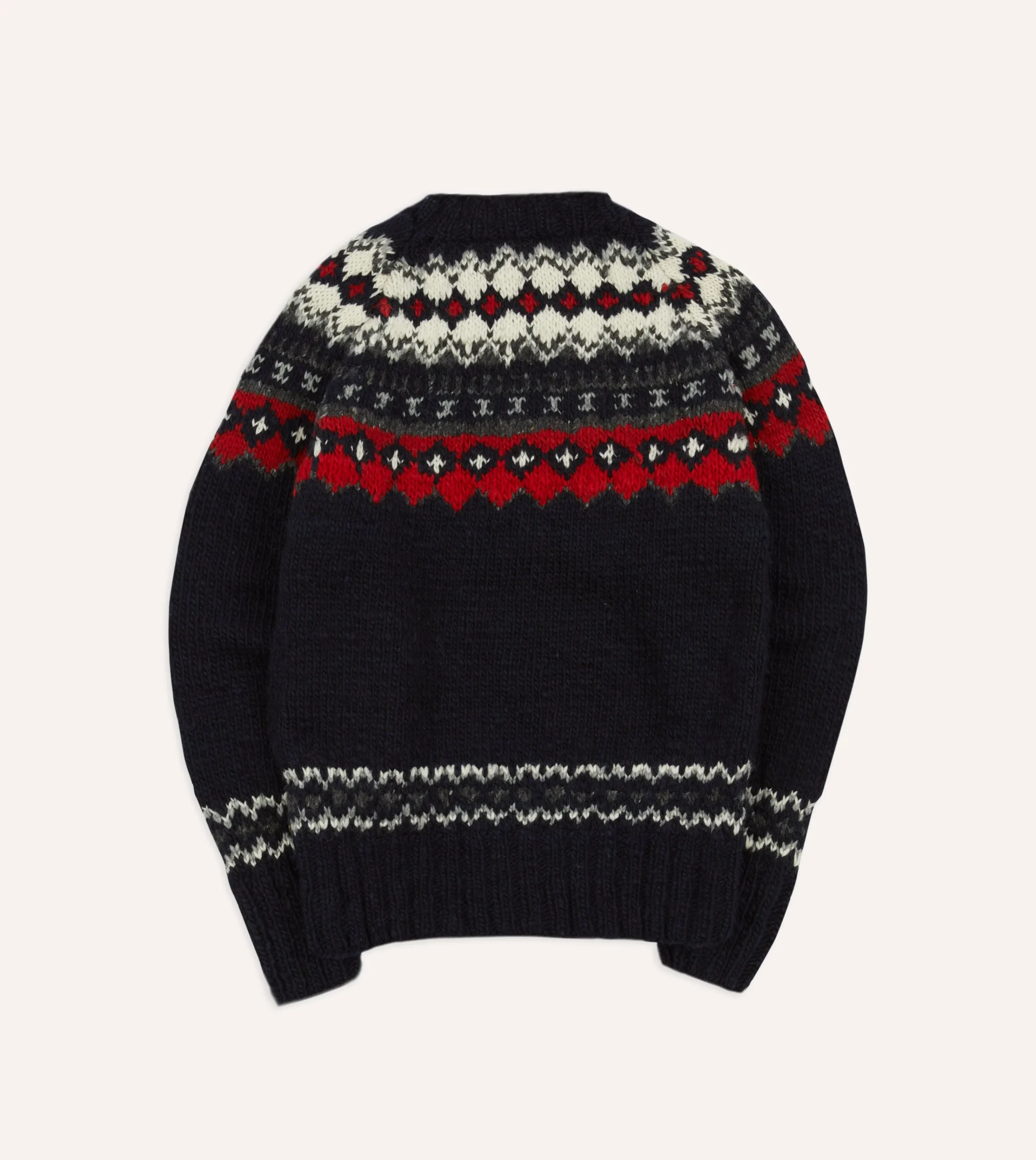 Drake’s Chamula For Drake's Navy And Red Fairisle Merino Jumper