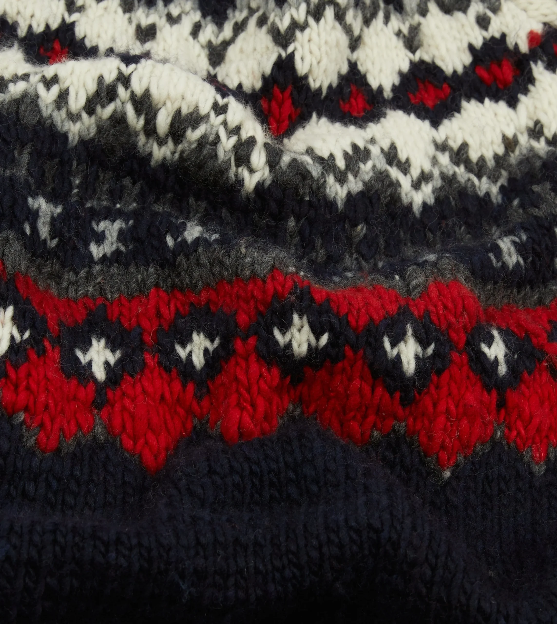 Drake’s Chamula For Drake's Navy And Red Fairisle Merino Jumper