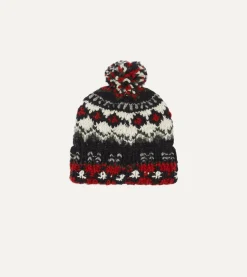 Drake’s Chamula For Drake's Navy Fairisle Merino Knit Cap
