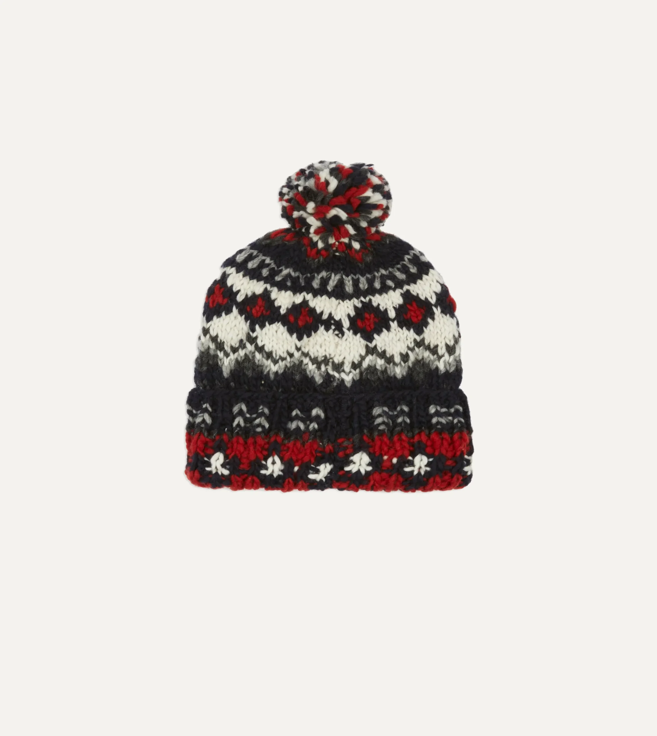 Drake’s Chamula For Drake's Navy Fairisle Merino Knit Cap