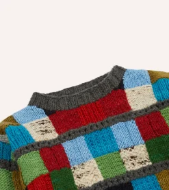 Drake’s Chamula For Drake's Patchwork Merino Jumper