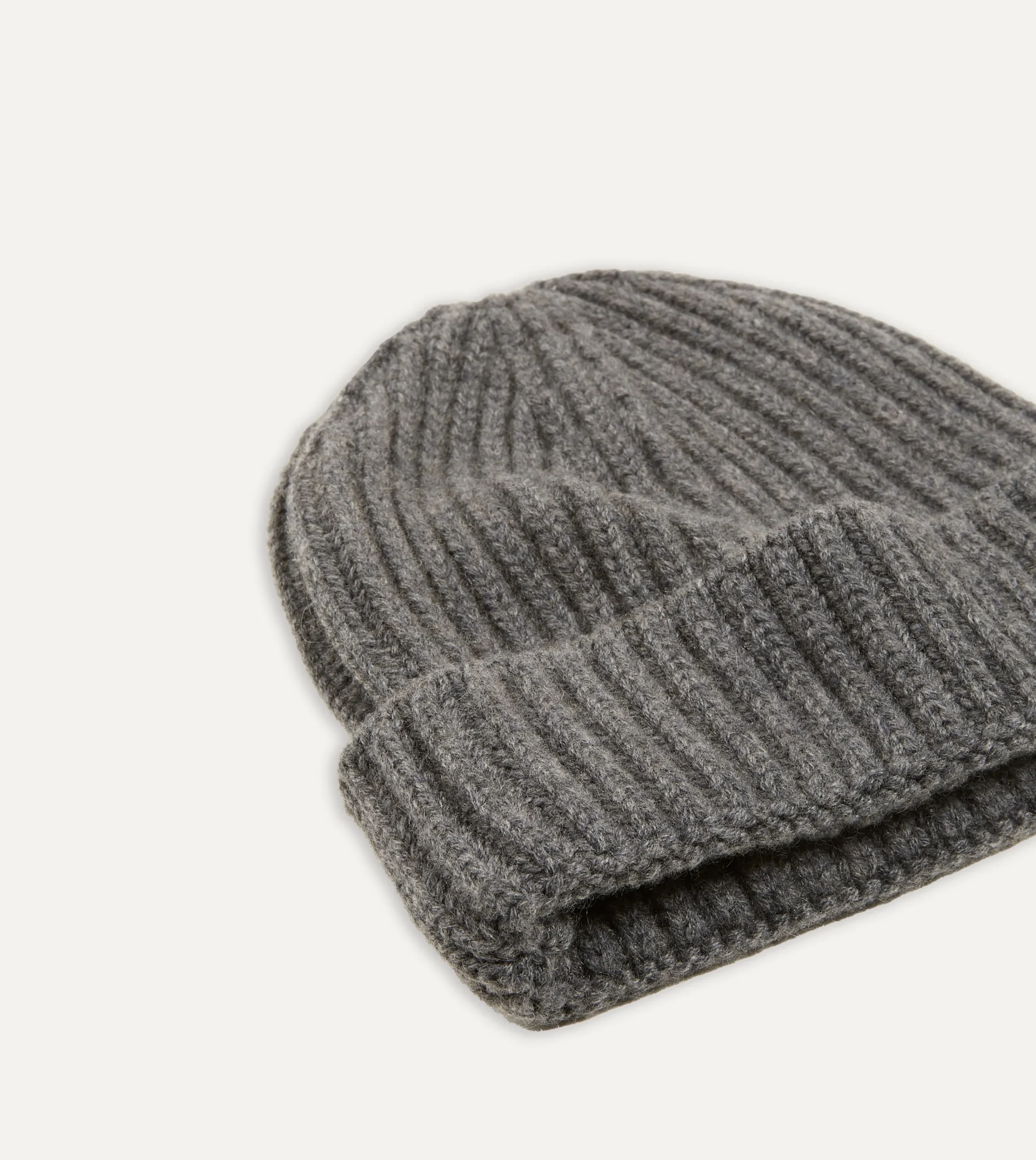 Drake’s Charcoal Cashmere Ribbed Knit Cap